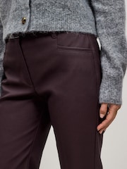 Burgundy Red Faux Leather Bootcut Trousers - Image 5 of 8