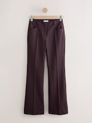 Burgundy Red Faux Leather Bootcut Trousers - Image 6 of 8