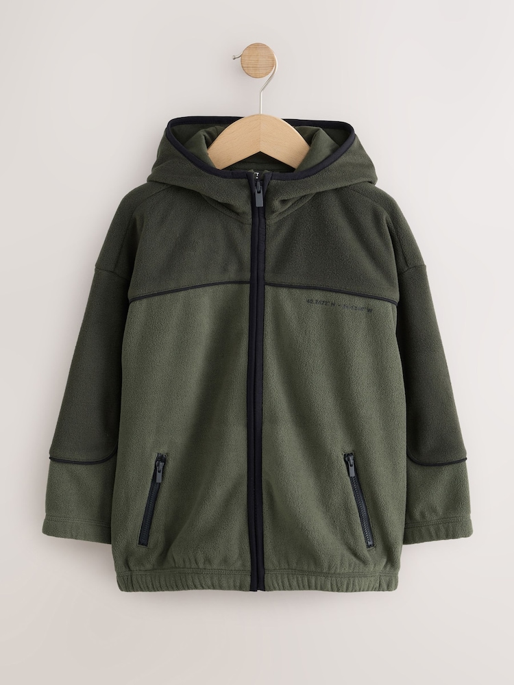 Multi Green Zip Through Hooded Fleece (3-16yrs) - Image 1 of 5 Multi Green Zip Through Hooded Fleece (3-16yrs) - Image 1 of 5