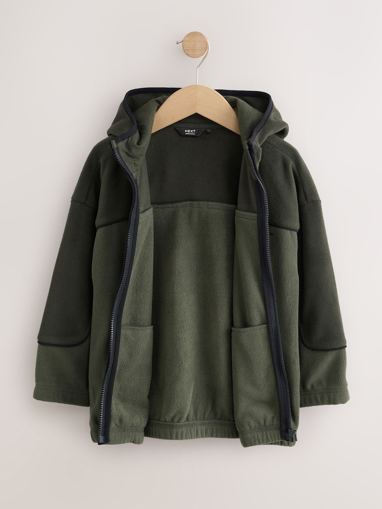Multi Green Zip Through Hooded Fleece (3-16yrs) - Image 2 of 5 Multi Green Zip Through Hooded Fleece (3-16yrs) - Image 2 of 5