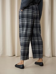 Grey/Blue Check Smart Front Barrel Leg Trousers - Image 5 of 5