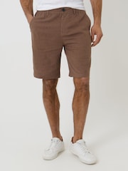 Threadbare Brown Linen Blend Shorts - Image 1 of 4