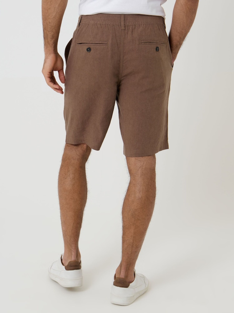 Threadbare Brown Linen Blend Shorts - Image 2 of 4