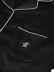 črna - The Little Tailor Komplet kratkih pižam iz satena z gumbi po celotni dolžini - Slika 12 iz 14