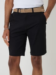Threadbare Black Belted Chino Shorts - Image 1 of 4