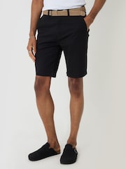 Threadbare Black Belted Chino Shorts - Image 2 of 4