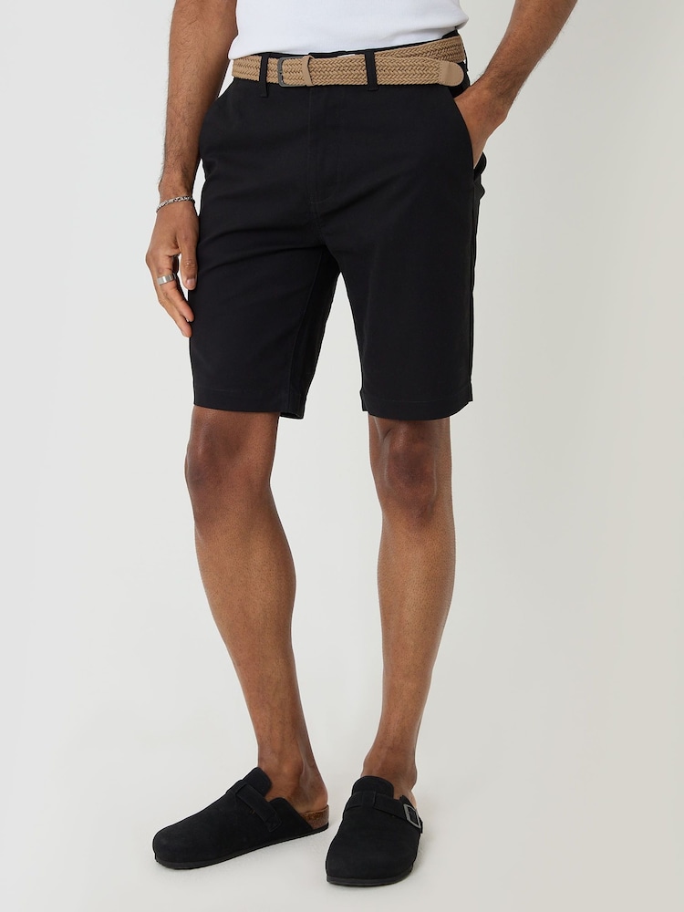 Threadbare Black Belted Chino Shorts - Image 2 of 4