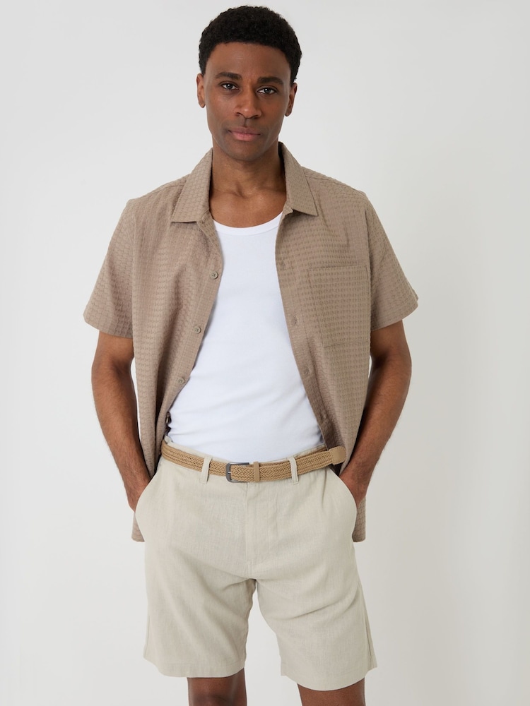 Threadbare Natural Linen Blend Shorts with Belt - Image 4 of 4