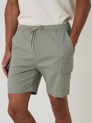 Threadbare Green Shorter Length Elasticated Waist Stretch Cargo Shorts - Image 1 of 4