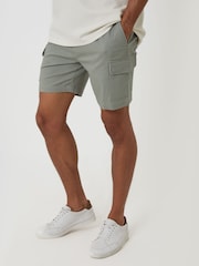 Threadbare Green Shorter Length Elasticated Waist Stretch Cargo Shorts - Image 2 of 4
