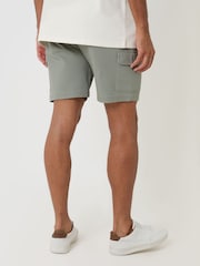 Threadbare Green Shorter Length Elasticated Waist Stretch Cargo Shorts - Image 3 of 4