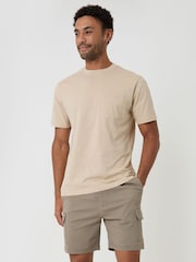 Threadbare Brown Shorter Length Elasticated Waist Stretch Cargo Shorts - Image 4 of 4