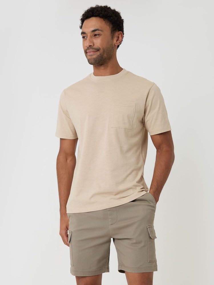 Threadbare Brown Shorter Length Elasticated Waist Stretch Cargo Shorts - Image 4 of 4 Threadbare Brown Shorter Length Elasticated Waist Stretch Cargo Shorts - Image 4 of 4