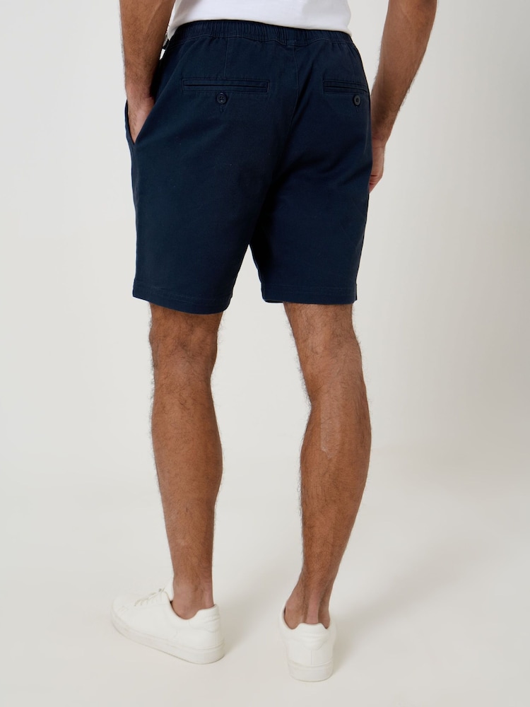 Threadbare Blue Shorter Length Elasticated Waist Stretch Chino Shorts - Image 2 of 4 Threadbare Blue Shorter Length Elasticated Waist Stretch Chino Shorts - Image 2 of 4