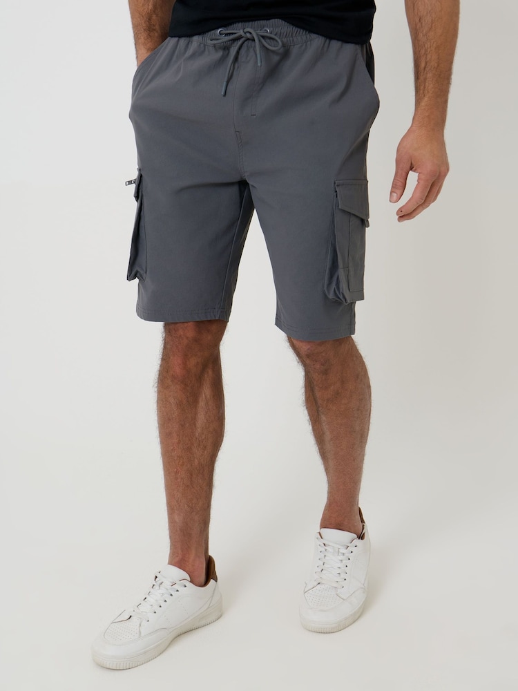 Threadbare Grey Elasticated Waist Stretch Cargo Shorts - Image 1 of 4