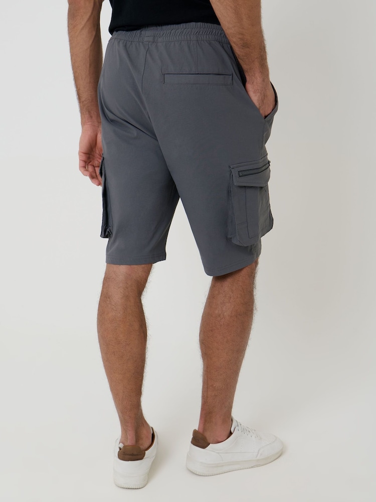 Threadbare Grey Elasticated Waist Stretch Cargo Shorts - Image 2 of 4
