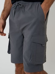 Threadbare Grey Elasticated Waist Stretch Cargo Shorts - Image 3 of 4