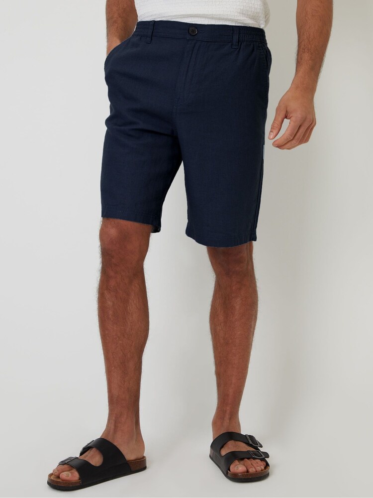 Threadbare Blue Linen Blend Shorts - Image 1 of 4