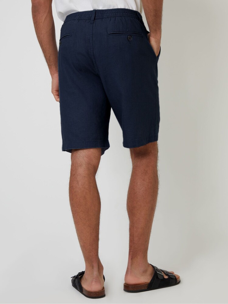 Threadbare Blue Linen Blend Shorts - Image 2 of 4