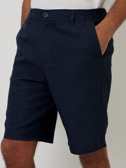 Threadbare Blue Linen Blend Shorts - Image 3 of 4