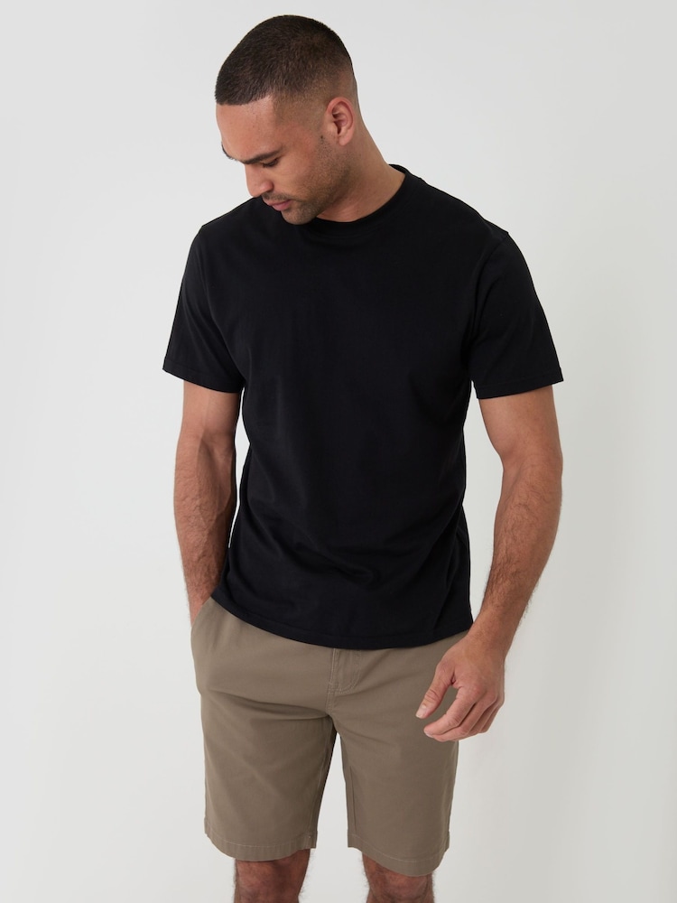 Threadbare Brown Elasticated Waist Stretch Chino Shorts - Image 2 of 4