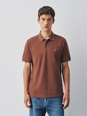 Brown Walnut Regular Fit Short Sleeve Pique Polo Shirt - Image 1 of 5