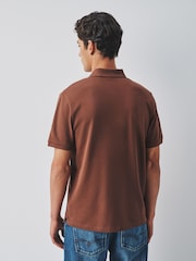 Brown Walnut Regular Fit Short Sleeve Pique Polo Shirt - Image 3 of 5