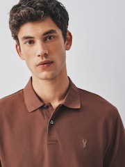 Brown Walnut Regular Fit Short Sleeve Pique Polo Shirt - Image 4 of 5