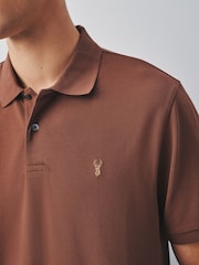 Brown Walnut Regular Fit Short Sleeve Pique Polo Shirt - Image 5 of 5