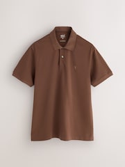 Brown Walnut Regular Fit Short Sleeve Pique Polo Shirt - Image 6 of 8