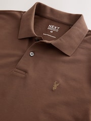 Brown Walnut Regular Fit Short Sleeve Pique Polo Shirt - Image 7 of 8