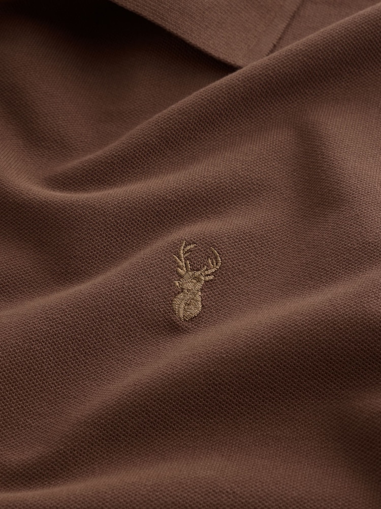 Brown Walnut Regular Fit Short Sleeve Pique Polo Shirt - Image 8 of 8