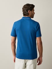 Blue Tonal Tipped Zip Neck Polo Shirt - Image 3 of 7
