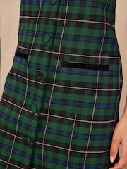 Love & Roses Forest Green Tailored Check Sleevless Shift Mini Dress - Image 3 of 5