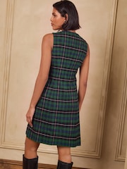Love & Roses Forest Green Tailored Check Sleevless Shift Mini Dress - Image 4 of 5