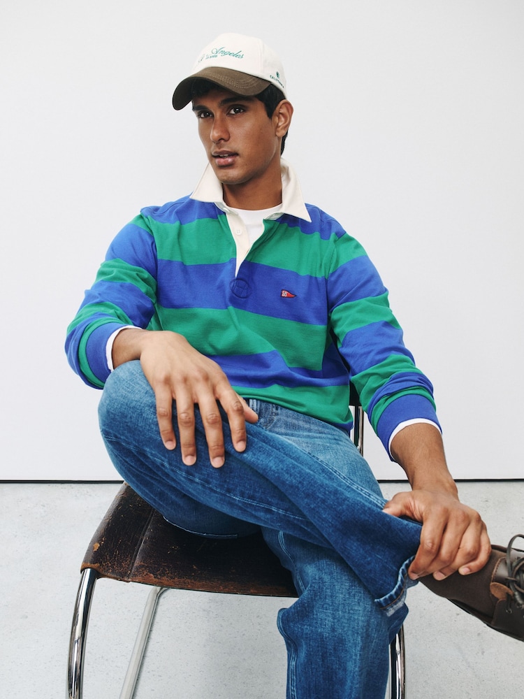 Blue/Green Horizontal Stripe Rugby Shirt - Image 1 of 8