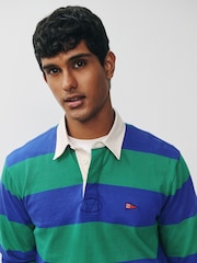 Blue/Green Horizontal Stripe Rugby Shirt - Image 4 of 8