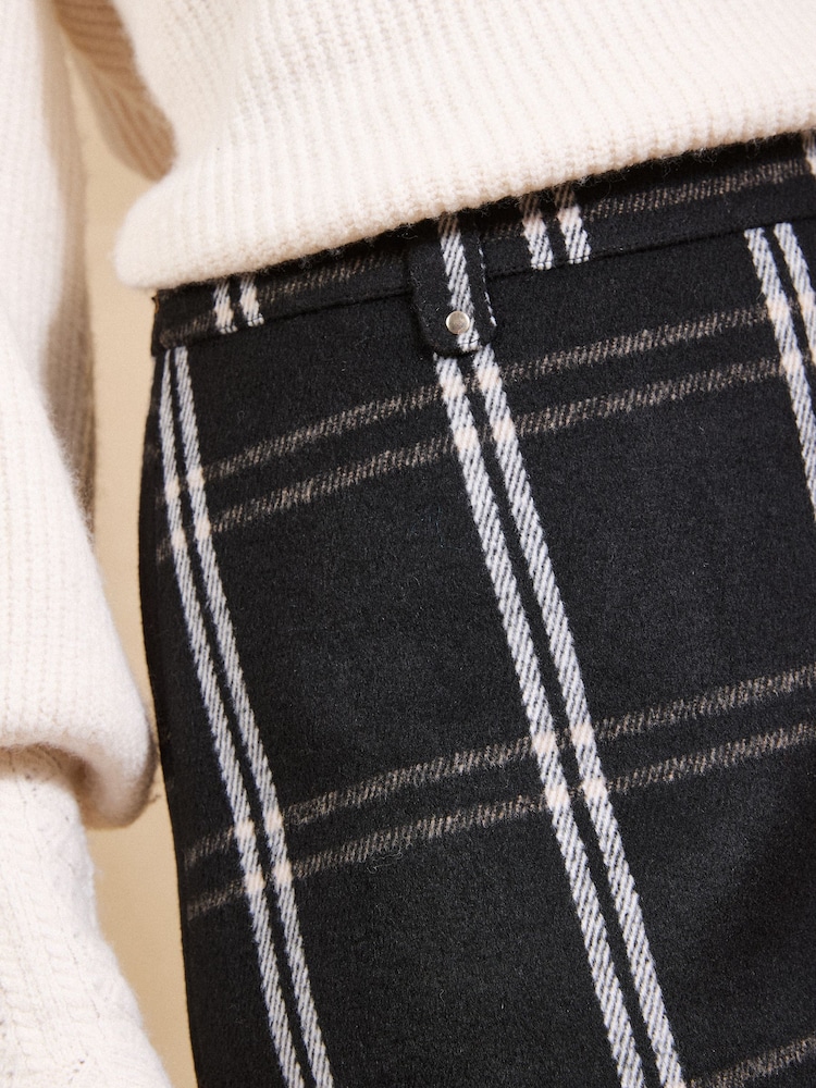 Love & Roses Black Tailored Check Tab Detail Mini Skirt With Wool - Image 5 of 5 Love & Roses Black Tailored Check Tab Detail Mini Skirt With Wool - Image 5 of 5