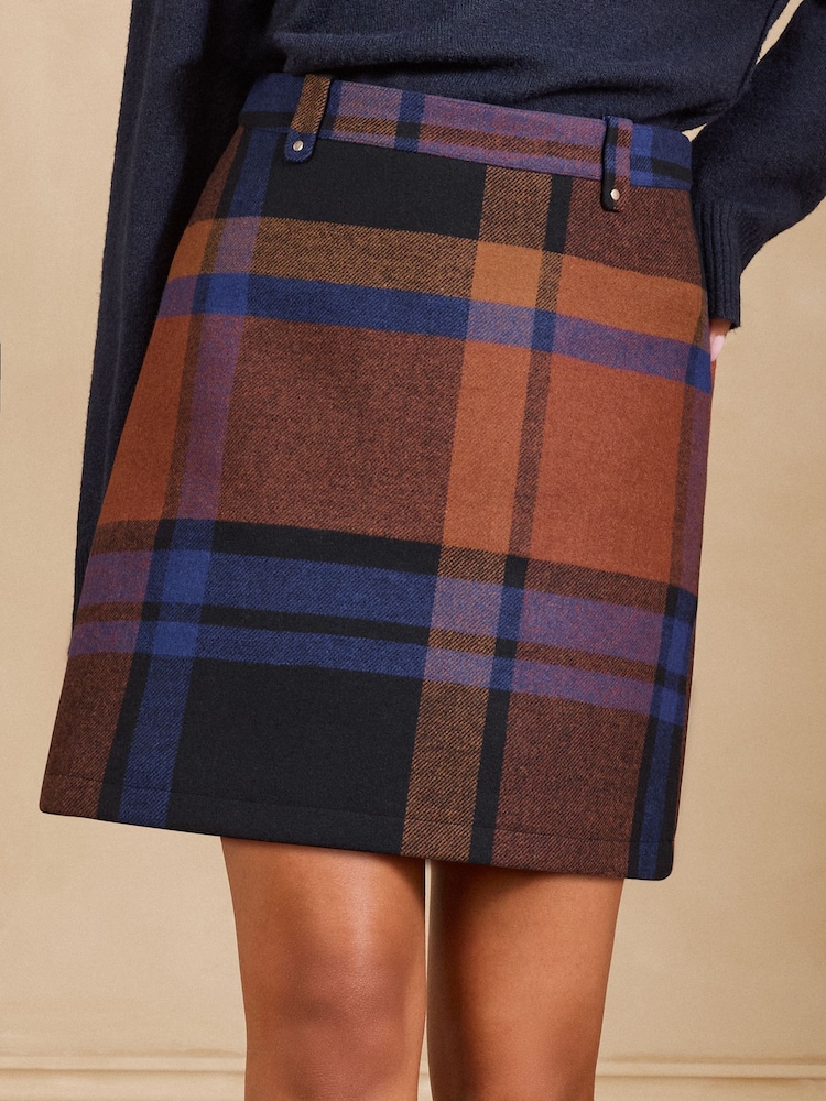 Love & Roses Multi Tailored Check Tab Detail Mini Skirt - Image 1 of 5 Love & Roses Multi Tailored Check Tab Detail Mini Skirt - Image 1 of 5