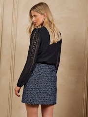 Love & Roses Navy Tailored Lurex Boucle Mini Skirt - Image 5 of 5