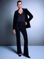 Black Ponte Flocked Bootcut Trousers - Image 1 of 5