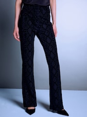 Black Ponte Flocked Bootcut Trousers - Image 3 of 5