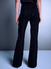 Black Ponte Flocked Bootcut Trousers - Image 4 of 5