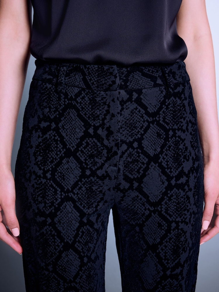Black Ponte Flocked Bootcut Trousers - Image 5 of 5 Black Ponte Flocked Bootcut Trousers - Image 5 of 5