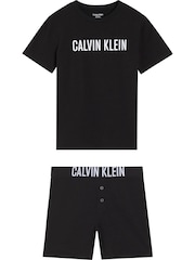 Calvin Klein Black Cotton Blend Knit Pyjamas Set - Image 1 of 1