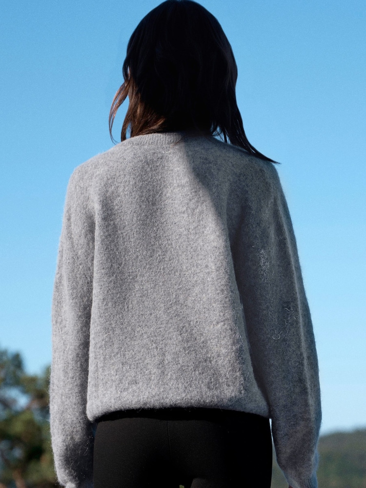 Grey N.Premium Knitted Long Sleeve Henley Jumper - Image 2 of 6 Grey N.Premium Knitted Long Sleeve Henley Jumper - Image 2 of 6