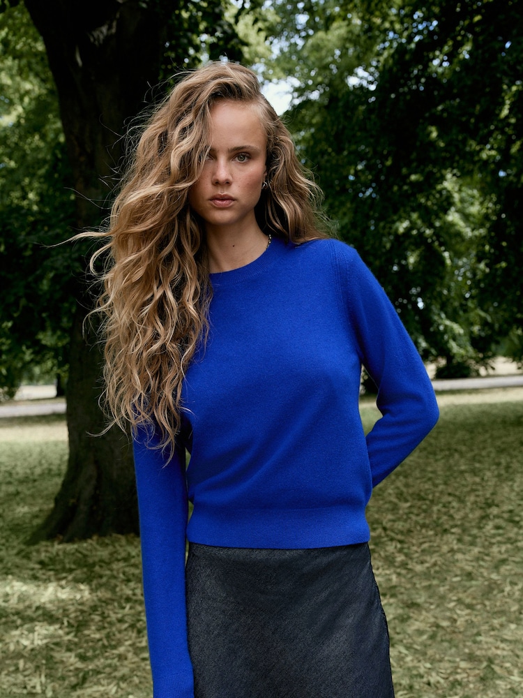 Cobalt Blue N. Premium Wool Crew Neck Knit Jumper - Image 1 of 5