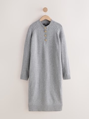 Grey Supersoft Crew Neck Long Sleeve Knit Dress - Image 1 of 2
