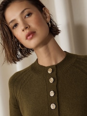 Khaki Green Supersoft Crew Neck Long Sleeve Knit Dress - Image 5 of 8