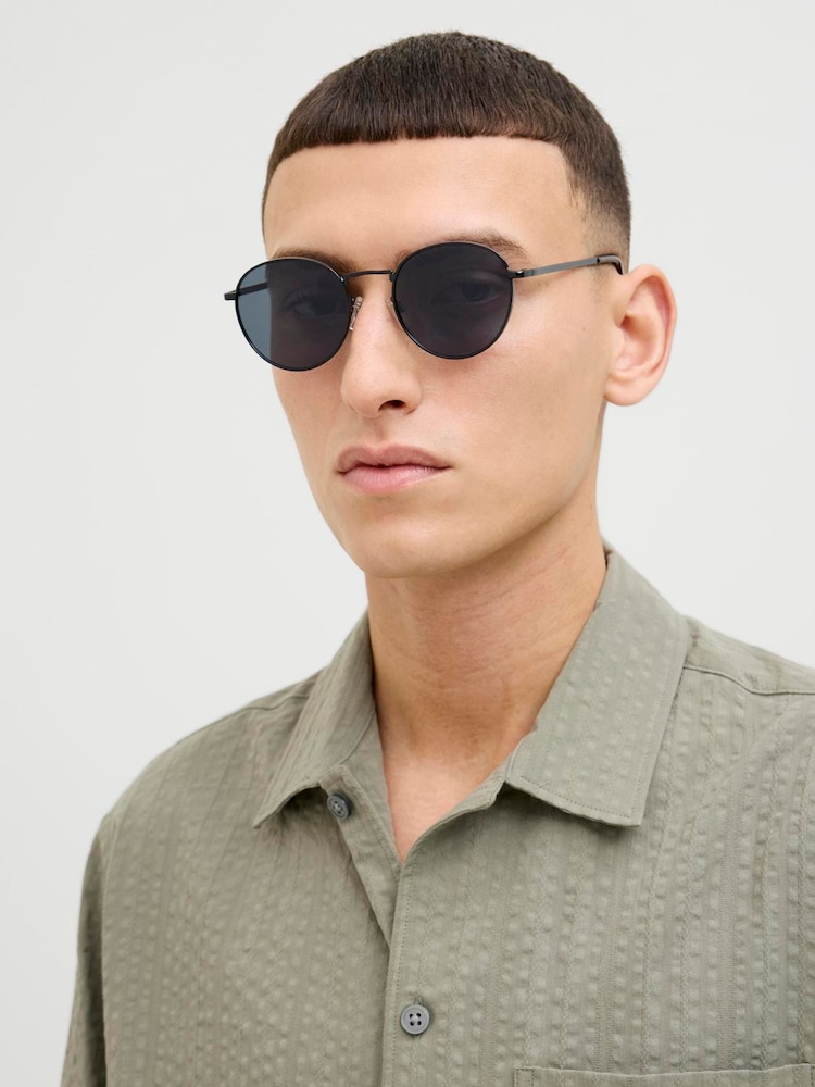 JACK & JONES Grey Round Tortoise Shell Sunglasses - Image 1 of 2